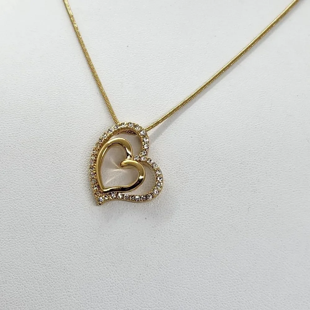 Worthington Gold Tone Double Heart Pendant‎ Necklace